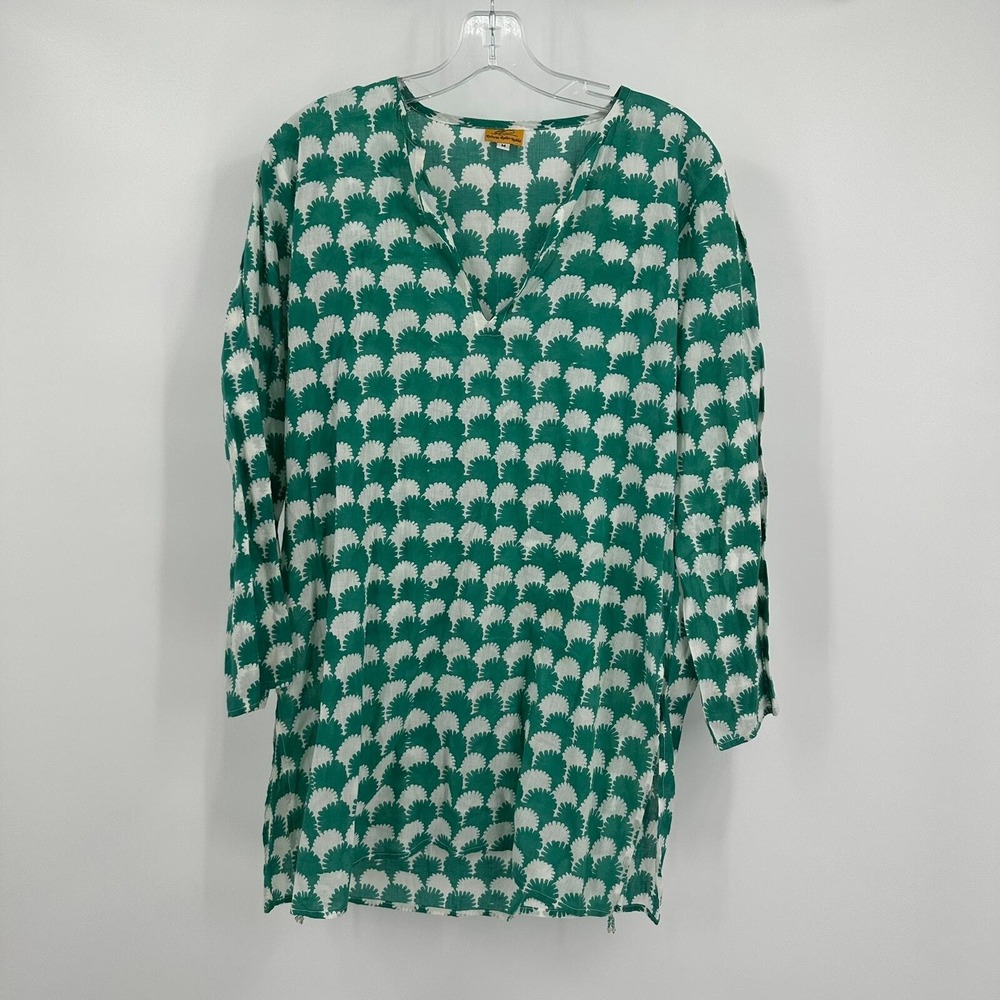 Roberta Roller Rabbit Women Boho Tunic Top Size M Palm Print Resort Coastal Chic